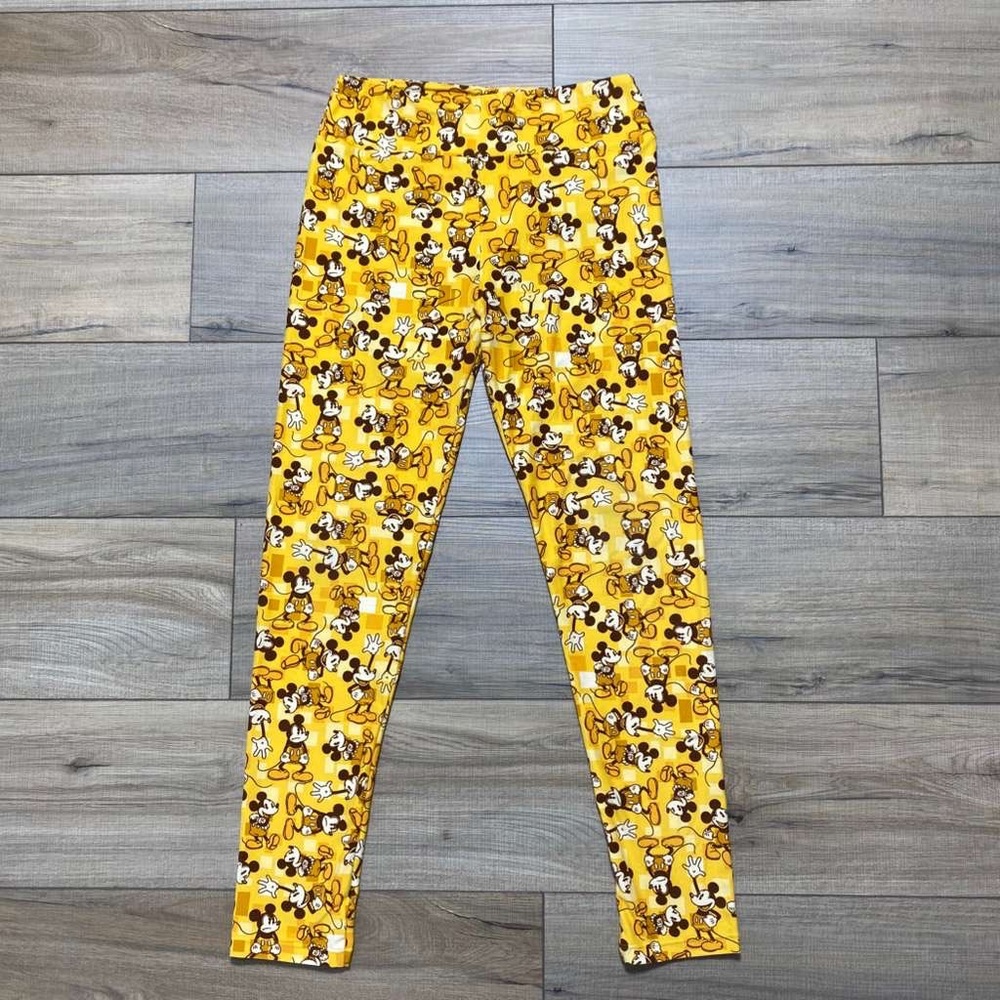 LuLaRoe Womens Disney Collection Mickey Mouse Print Leggings‎ Size OS Yellow